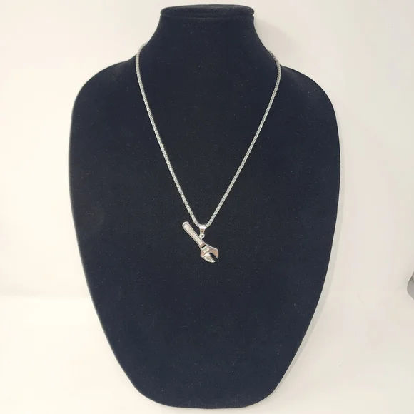 Wrench Silvertone Pendant Necklace‎
