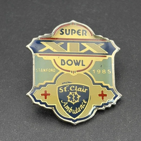 Super Bowl XIX NFL Football St. Clair Ambulance Lapel Hat Pin‎