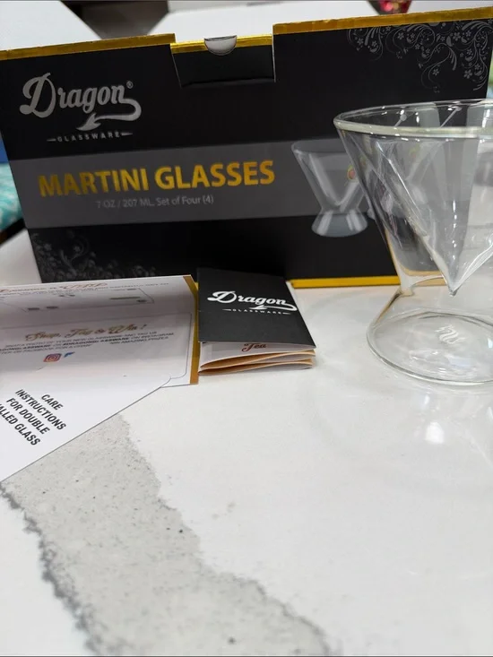 Dragon Glassware Martini Glasses - Clear Glass (Set of 4)