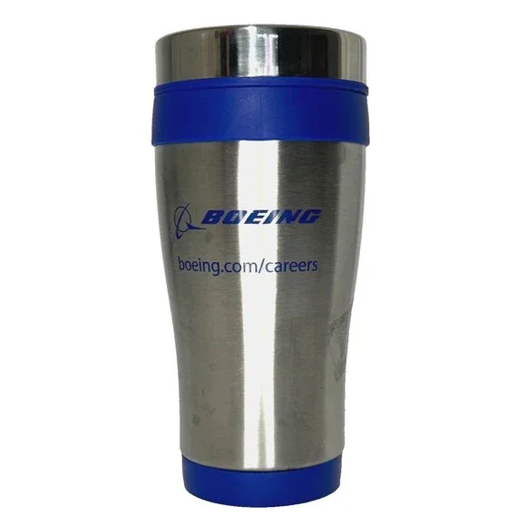 Boeing Stainless Steel Travel Mug Blue Insulated Coffee Cup w Lid