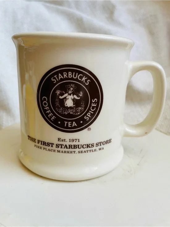 Vintage First Starbucks Store Pike Place Brown Logo Coffee Ceramic Mug