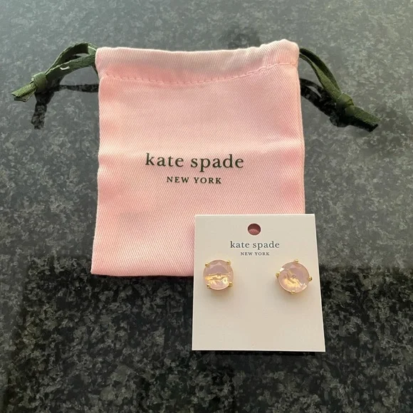 Kate Spade Pink Opal Studs Pierced Earrings Oversized Minimalist Jewelry NWT