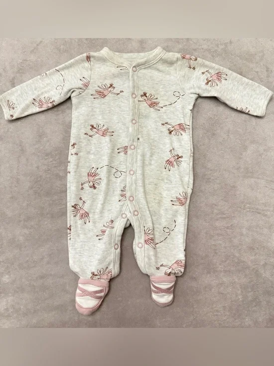 Carter’s Baby Girl Footed Sleeper Pajamas 3M Pink Ballerina Fairy Snap Front Bal