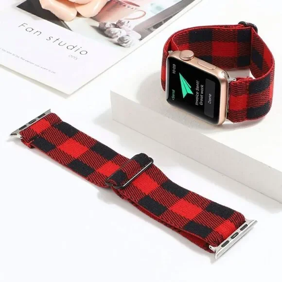 Red Checkered Stretchy Loop Band for Apple Watch