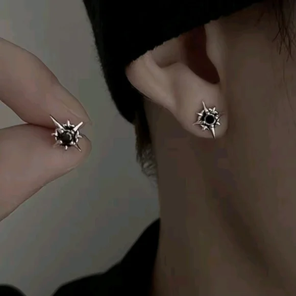 Black and Silver Starburst Earrings