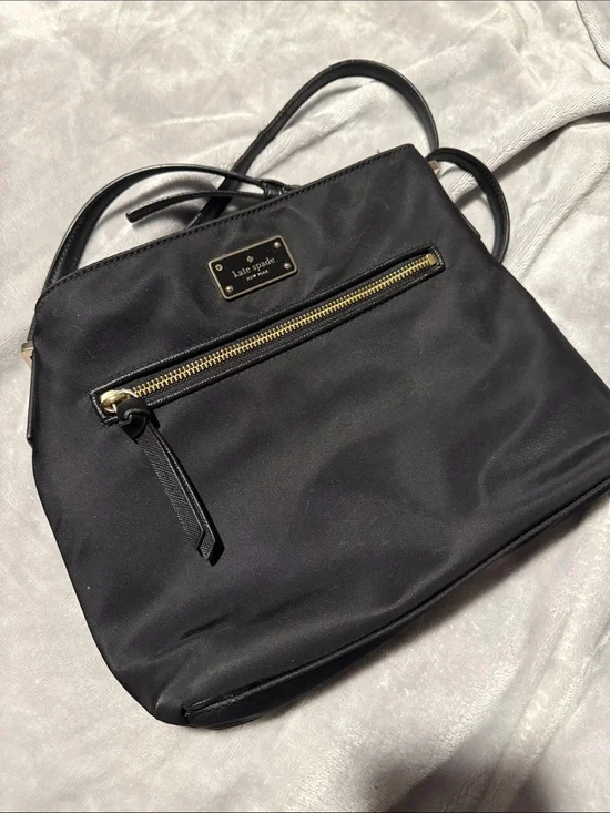 kate spade Black Nylon Crossbody with Gold Hardware