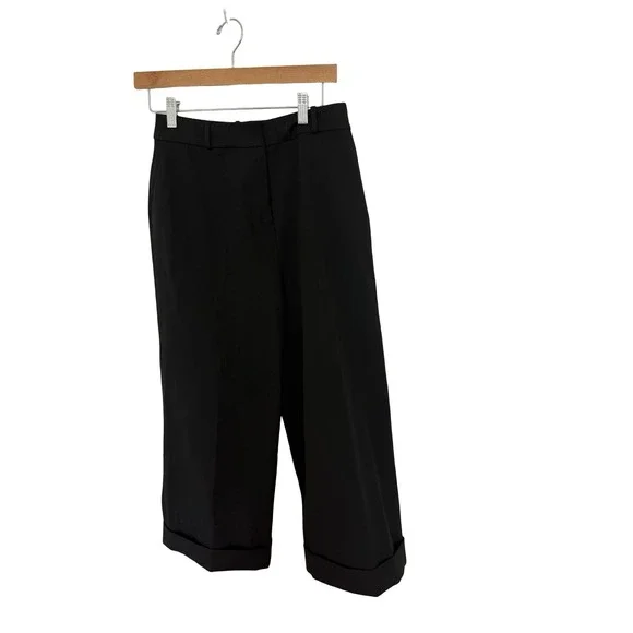 Kate Spade sz 4 Black wide leg‎ cuffed pants womens