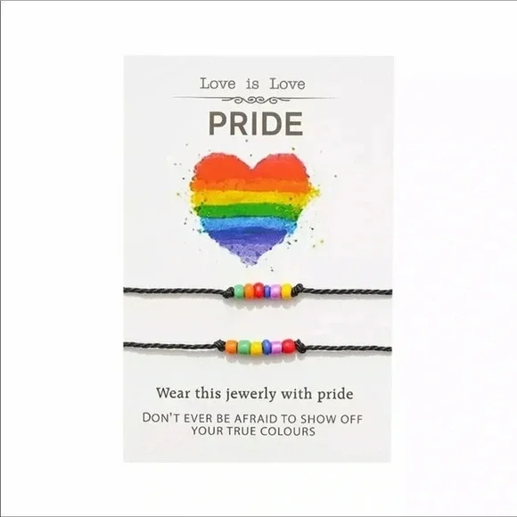 Set of 2 Friendship Partner Pride Rainbow Bracelets NEW