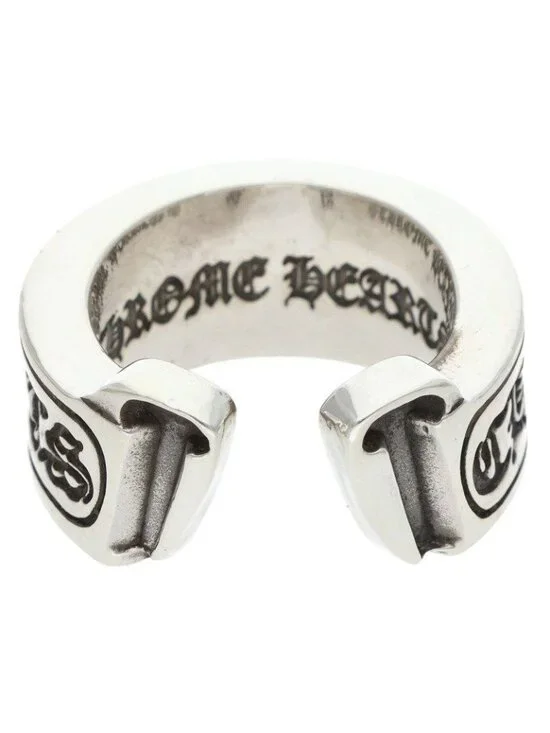 Chrome Hearts LG Scroll Label Large Silver Ring