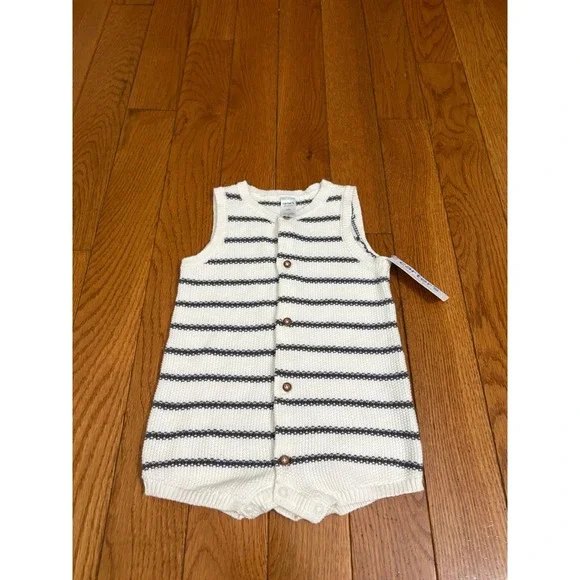 Carters Just One You Baby Boy Girl White Blue Striped Knit Romper 24M 1U805110