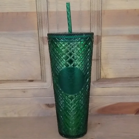 Starbucks Emerald Green Jeweled Venti Tumbler with Straw