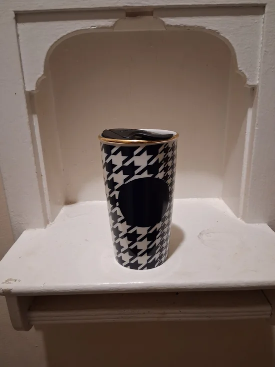 Starbucks Houndstooth Ceramic Travel Tumbler With Lid