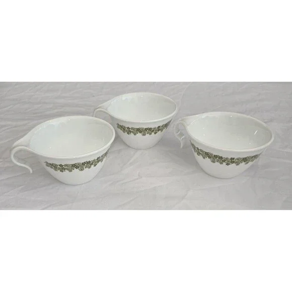 Set of 3 - Vintage Corelle Spring Blossom Crazy Daisy Coffee Cups Hook Handles