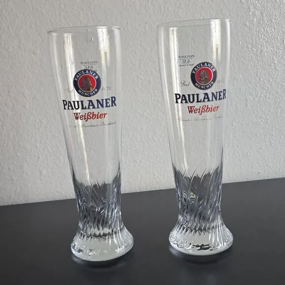 2-Paulaner Weißbier 0.5L Beer Glasses Tall German Weizen Pilsner Sahm Munich