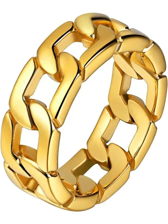 Stainless Steel Fidget Spinner Ring for Men & Women, 7mm Chain Design, Sizes