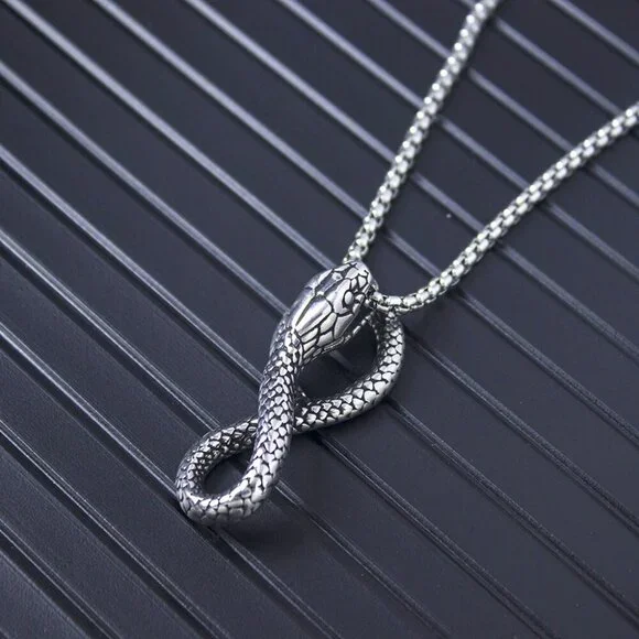 Punk Wind Snake King Necklace for Men, BL55590011