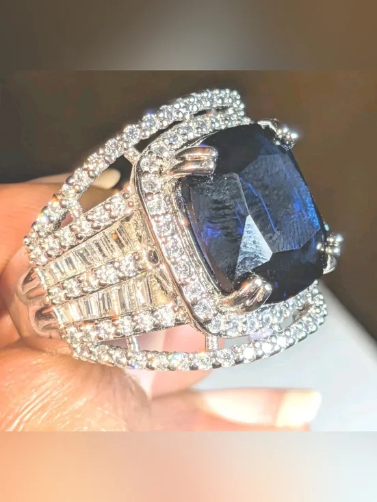 Sparkling Lab Created Sapphire 12.12CT Clean 2.48CT Shiny Clear CZ Stunning Ring