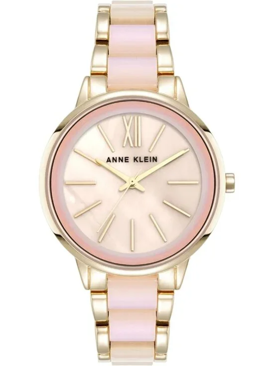 Anne Klein Women's Pink Gold Analog Quartz Fashion Resin Bracelet Luxury Watch