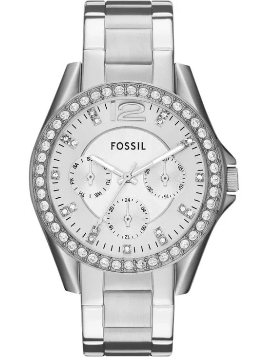 Fossil Women's Silver Analog Quartz Riley Stainless Steel Multifunction Watch