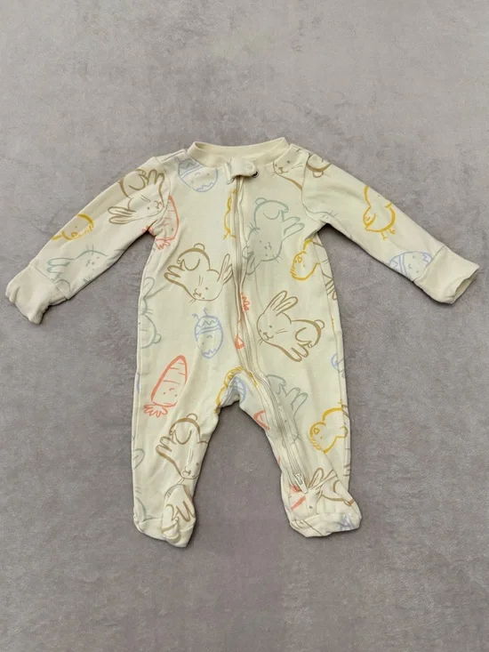 Carter’s Baby Footed Sleeper Pajamas 3 Months Bunny Chick 2-Way Zip Cotton