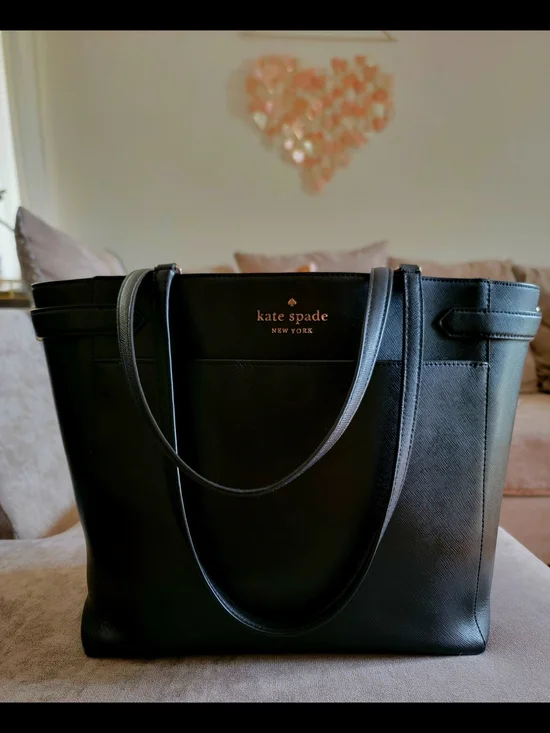 Kate Spade Staci Large Laptop Tote Leather Bag Black - Meticulously Maintained