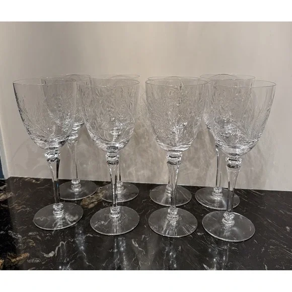MCM Tiffin-Franciscan Mirabelle Water Goblets Wine Glasses Set For 8