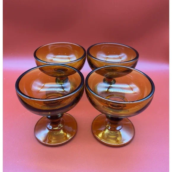 MCM Imperial Hoffman House Amber 4oz Sherbet/Champagne Glass 4
