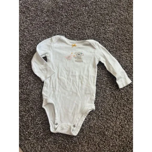 Carter's White Koala & Bird Long Sleeve Bodysuit 9 Months