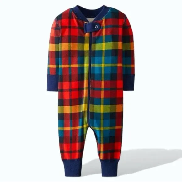 Hanna Andersson Rainbow Plaid Zip Sleeper 6-12M Baby Cotton Pajamas Unisex