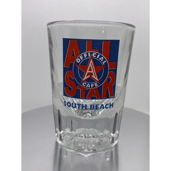 ALL Star Cafe Shot Glass SOUTH BEACH  Miami Double Shot Heavy Thick Glass
