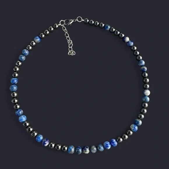 Lapis Lazuli & Hematite Bead Necklace