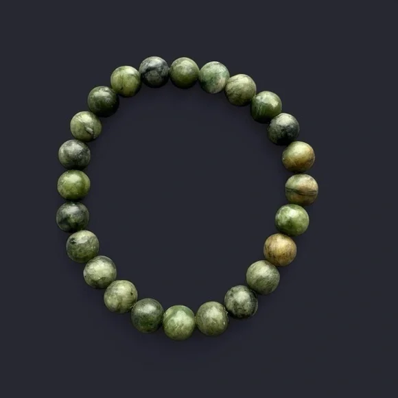 Serpentine Gemstone Bead Bracelet 8mm