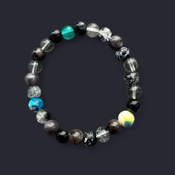 Black Tide Glass Bead Bracelet