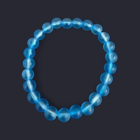 Blue Frost Glass Bead Bracelet