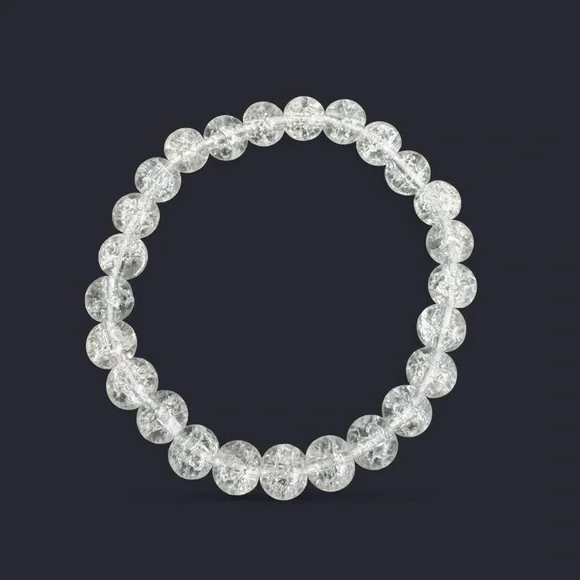 Clear Crackle Glass Bead Bracelet