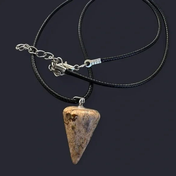 Picture Jasper Pyramid Pendant Necklace