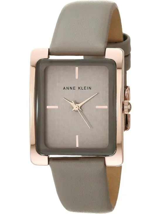 Anne Klein Womens Brown Rose Gold Leather Strap Analog Quartz Solid Luxury Watch