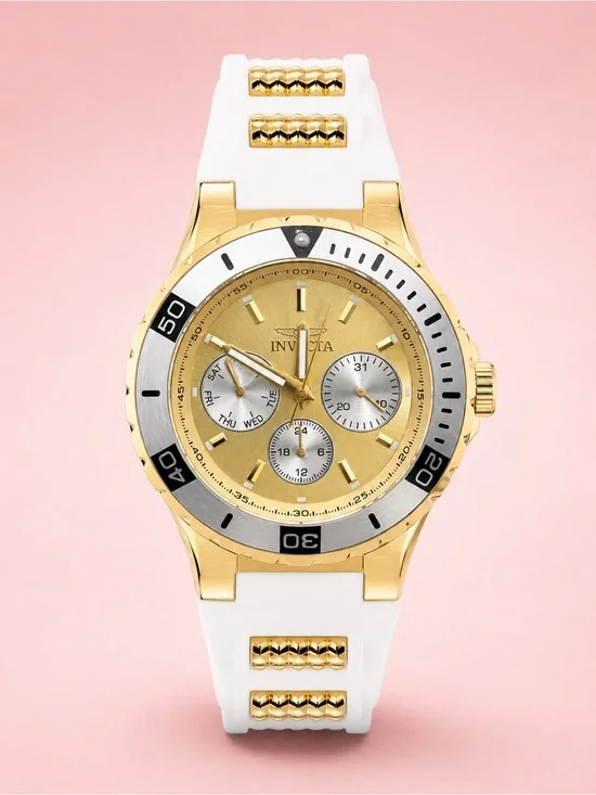 Invicta AVIATOR Gold and White Chronograph Sport Watch