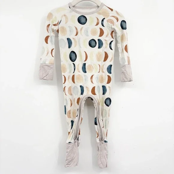 Little Sleepies Baby Luna Neutral Crescent Moon Phase Zippy Sleeper Size 3-6M