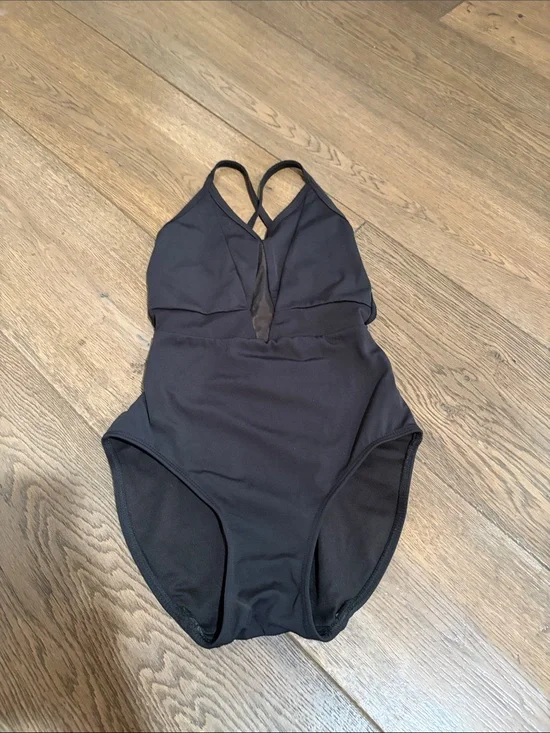 FIVE Kids Black Leotard With Mesh Detail