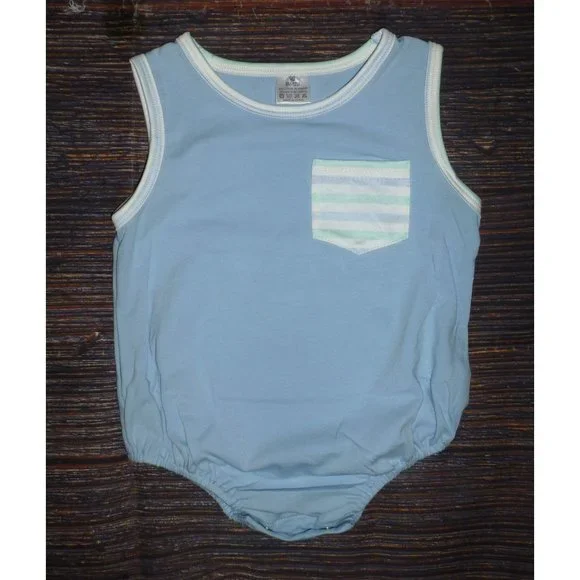Boutique Blue Baby Boys Chest Pocket Bodysuit Romper Jumpsuit
