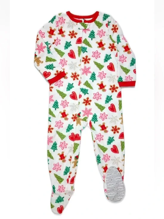 Carter's Girl's Christmas Gingerbread Cookies Fleece Footed Pajama Sleeper