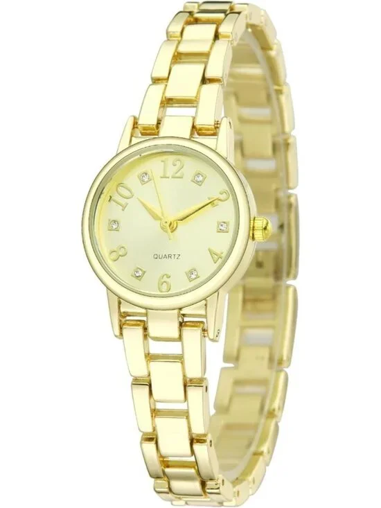 Women's Gold Analog Quartz Alloy Strap Daily Waterproof Exquisite Wrist Watch