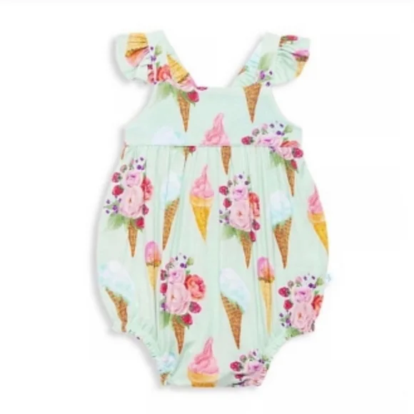 NWT Posh Peanut Sophia Bubble Romper 18-24m Mint Green Ruffle