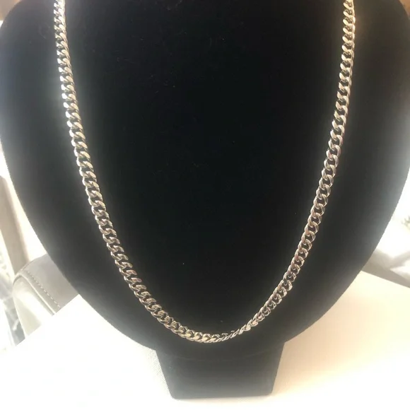 Silver over Stainless Steel Curb Chain Necklace
