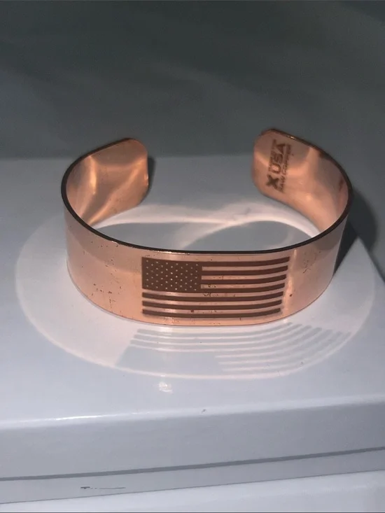 Copper American Flag Cuff Bracelet