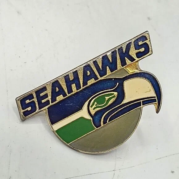 Vintage 80s Seattle Seahawks Logo NFL Football Team Collectible Hat Pin New NOS