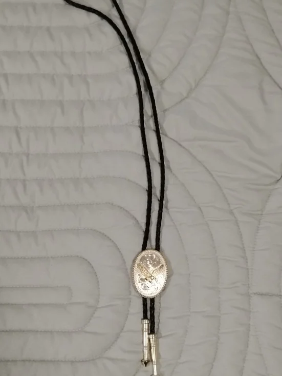 Montana Silversmiths Silver Eagle Bolo Tie with Black Cord and Silver Tips
