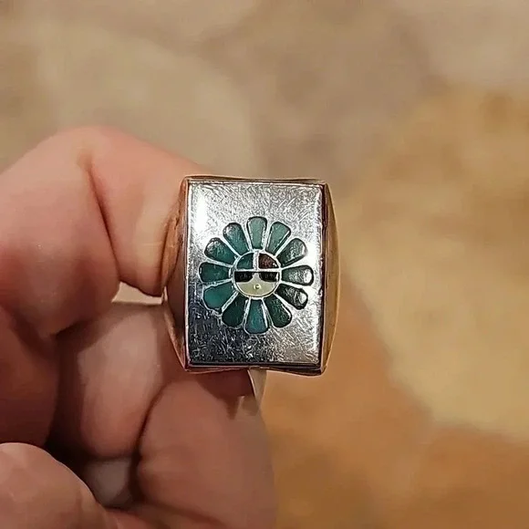 Vintage Zuni Sun God Ring Sz 11