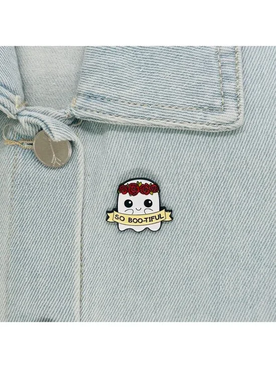 ☀️Enamel Pin host Bootiful Beautiful So Cute Needle Minder Broch White Flowers
